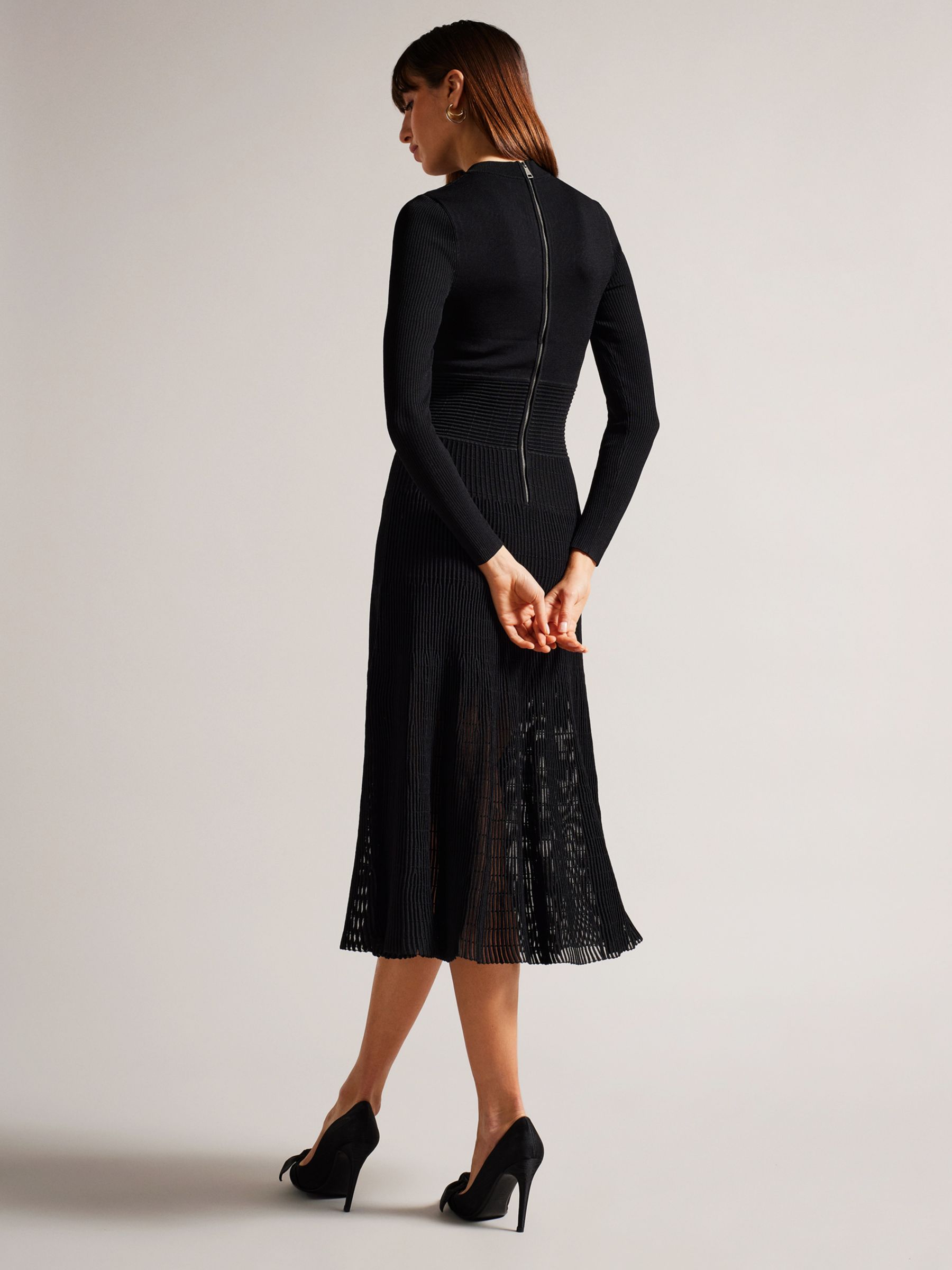 Buy Ted Baker Latinia Textured Midi Dress, Black Online at johnlewis.com