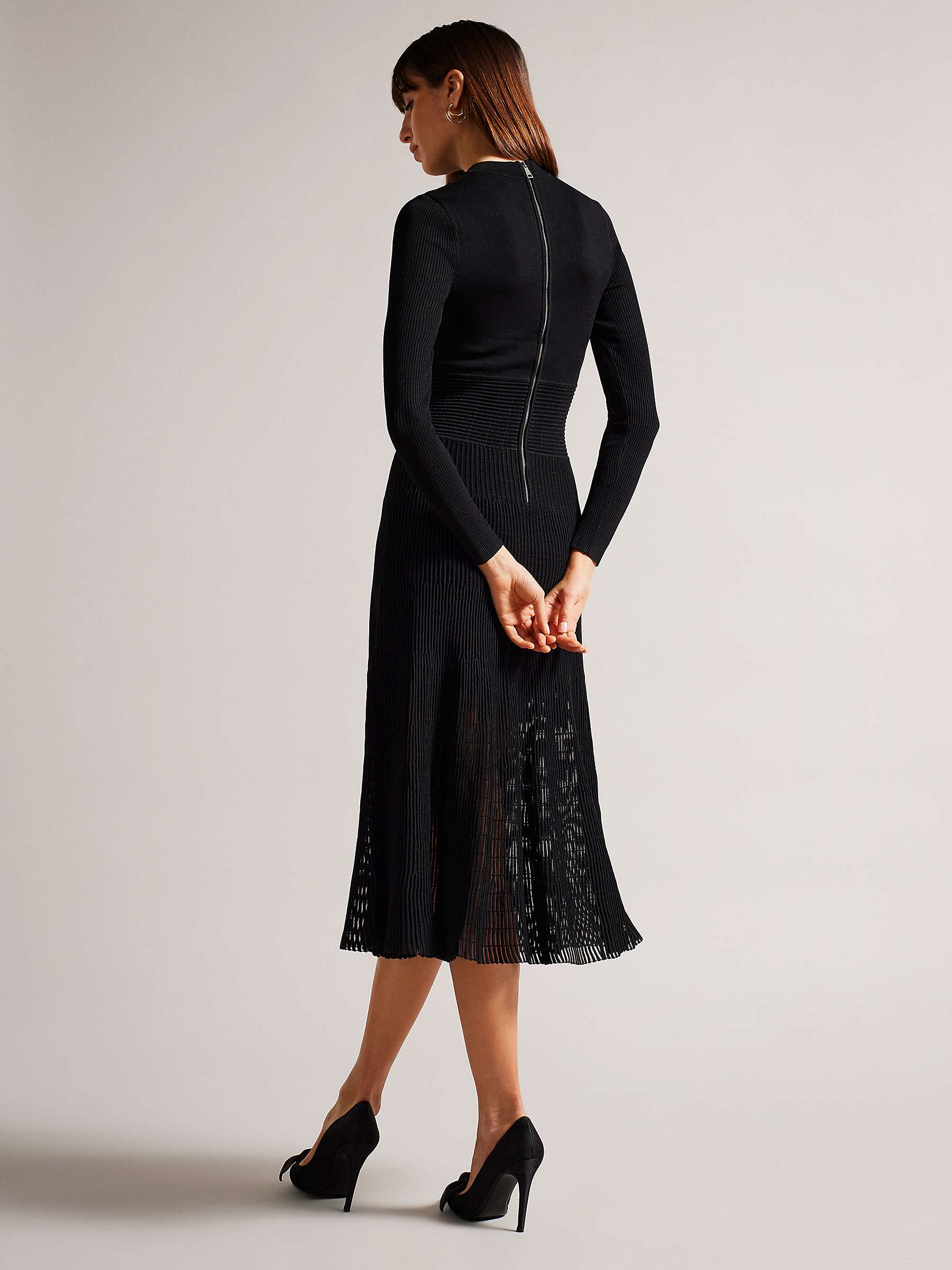 Buy Ted Baker Latinia Textured Midi Dress, Black Online at johnlewis.com