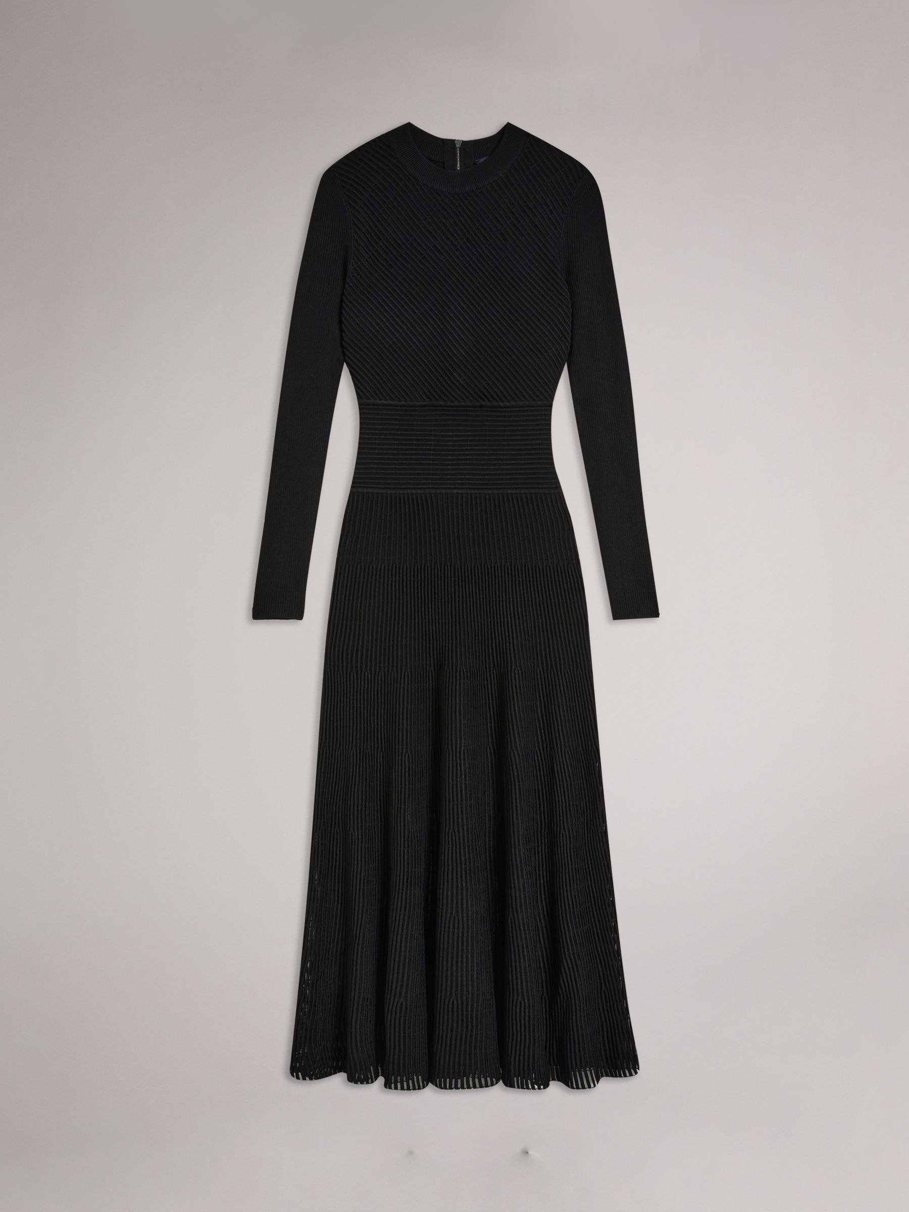 Buy Ted Baker Latinia Textured Midi Dress, Black Online at johnlewis.com