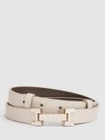 Reiss Hailey Skinny Leather Belt, Stone