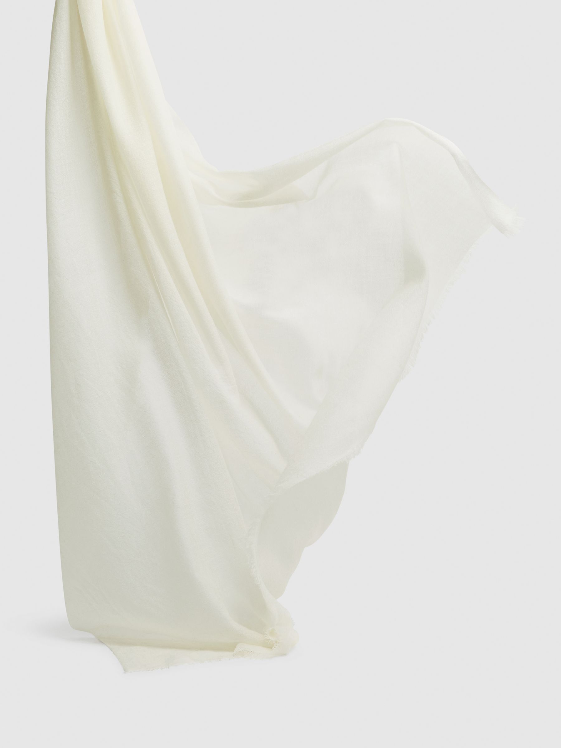 Reiss Heidi Cashmere Blend Scarf, Off White at John Lewis & Partners