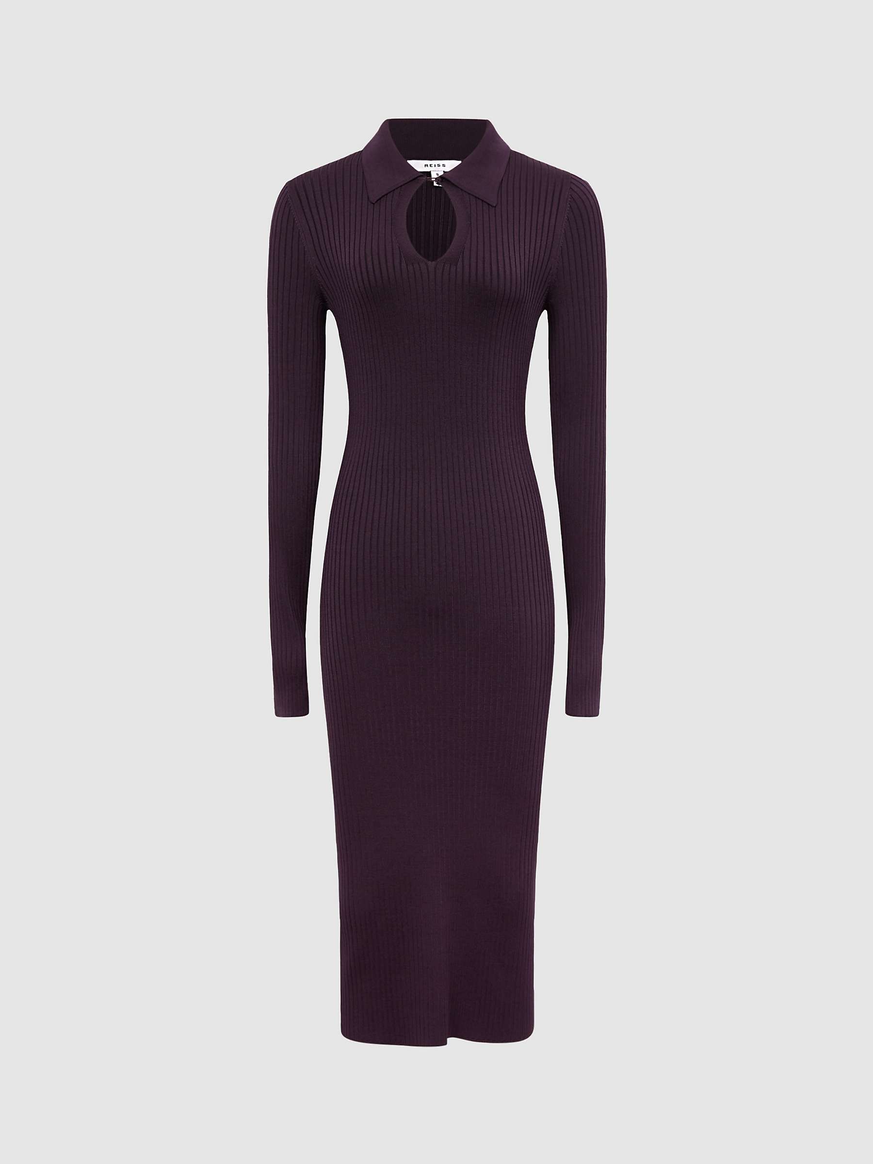Reiss Ronnie Collared Jumper Dress, Purple at John Lewis & Partners