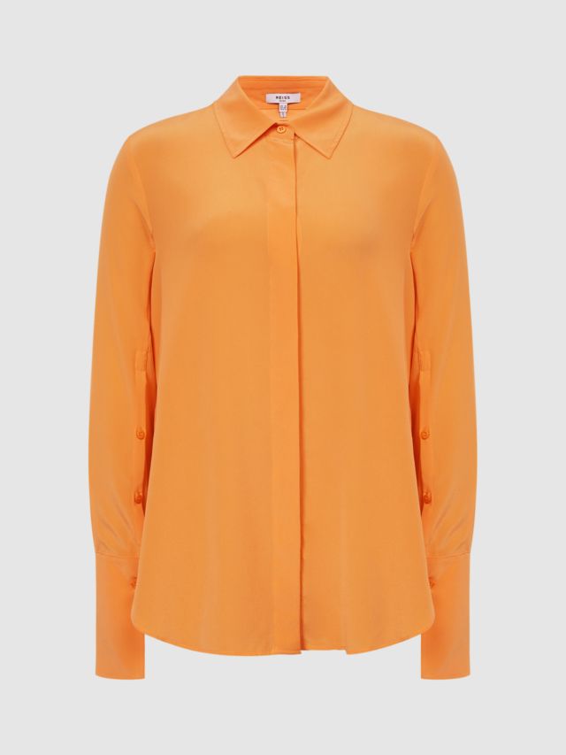 Reiss Kia Silk Shirt, Orange, 6