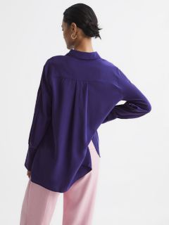 Reiss Kia Silk Blouse, Purple, 6