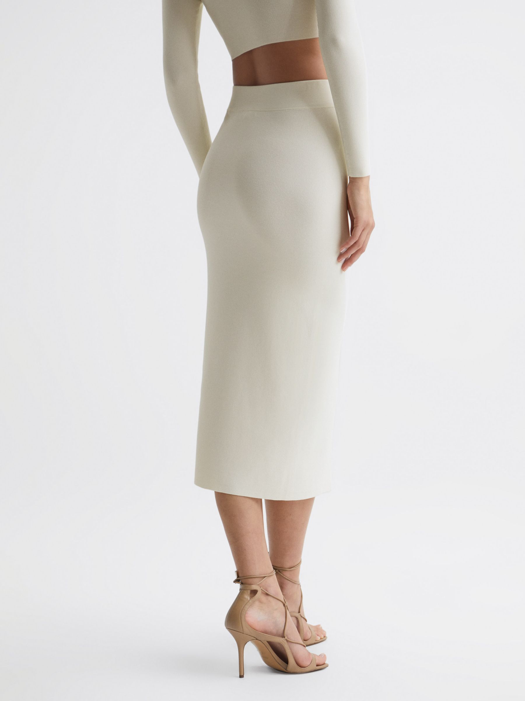 Reiss Erin Midi Skirt, White at John Lewis & Partners