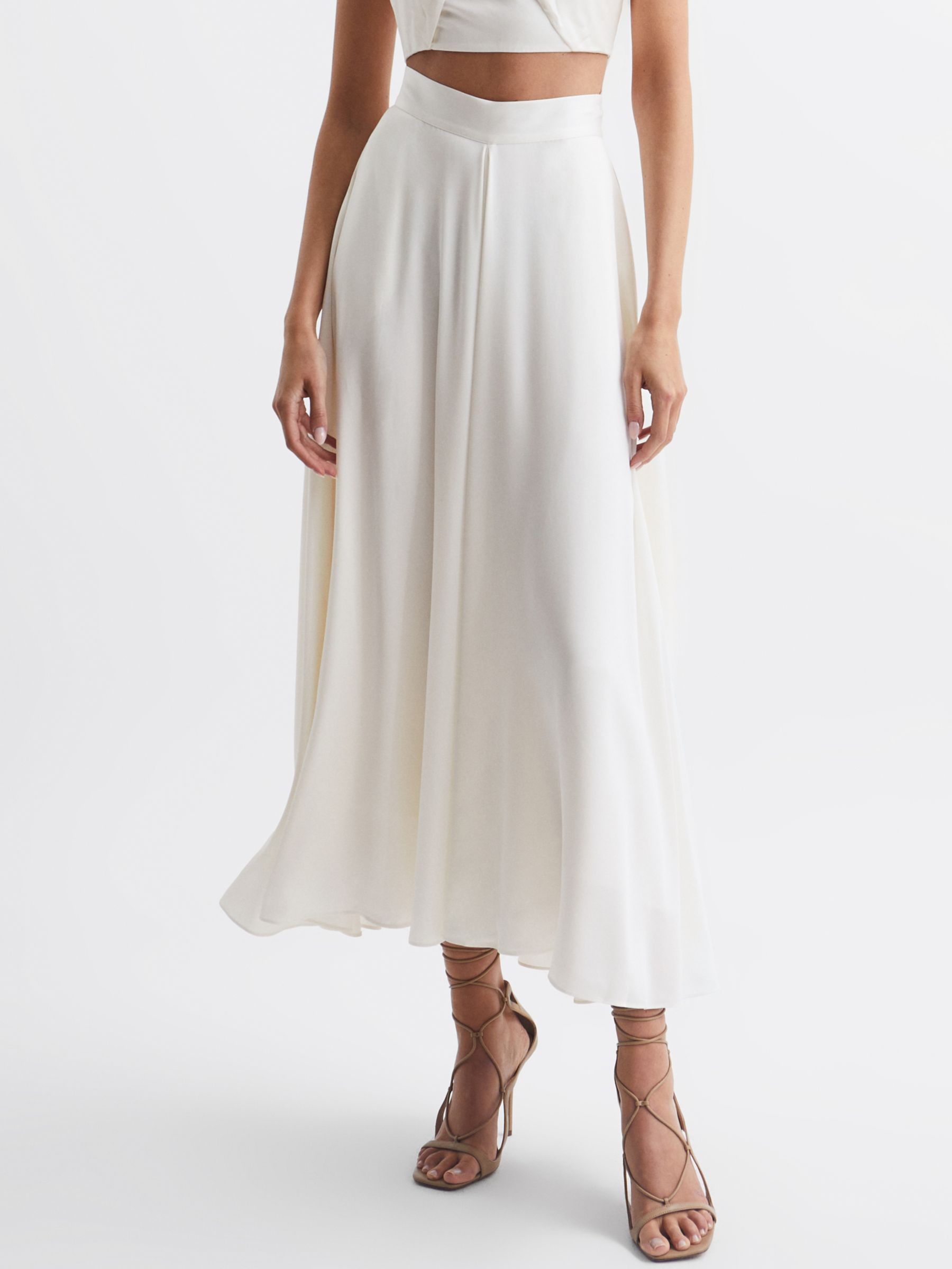 Reiss Ruby Occasion Maxi Skirt, Ivory, 4