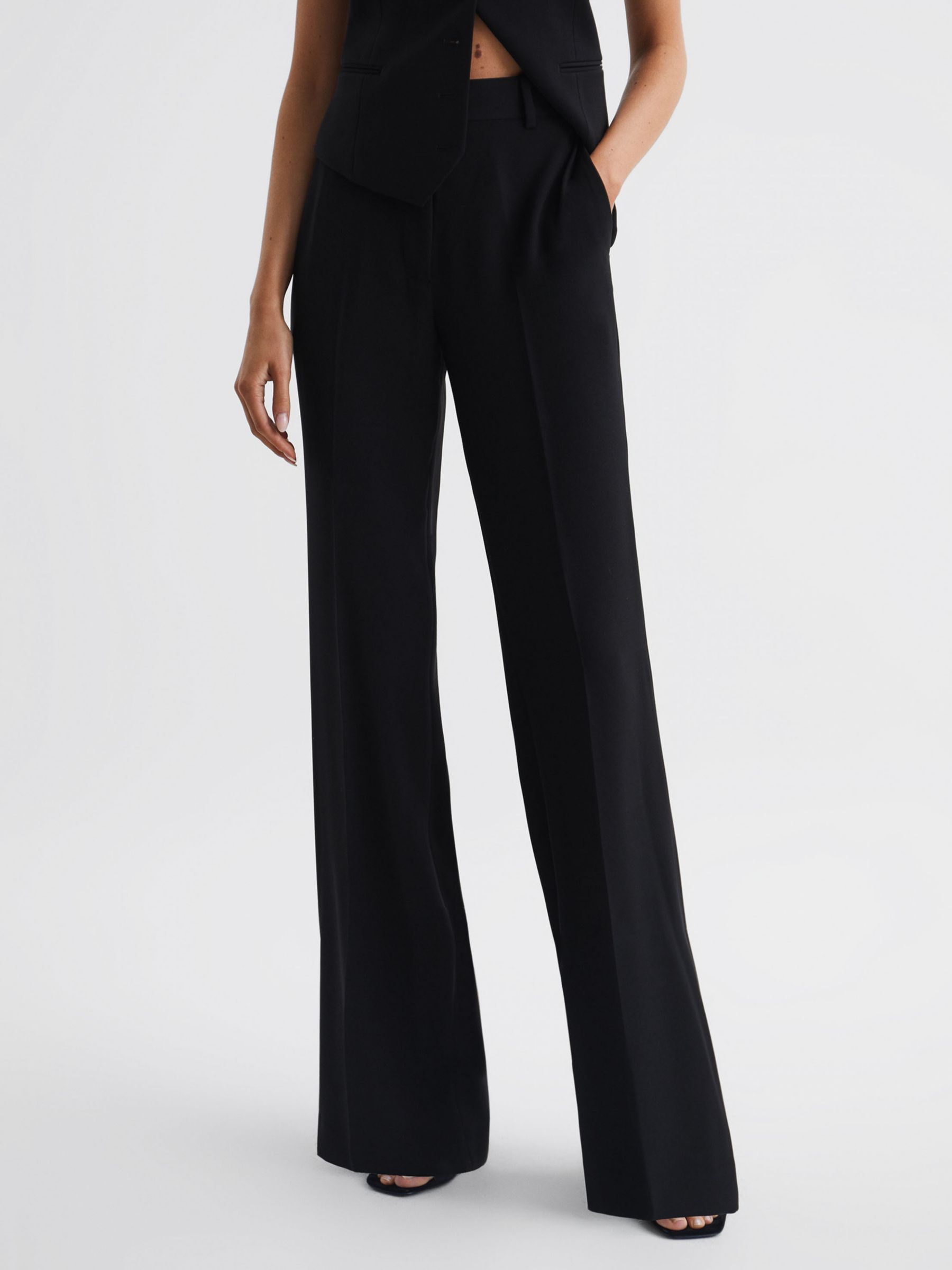 Reiss Margeaux Tailored Trousers, Black at John Lewis & Partners