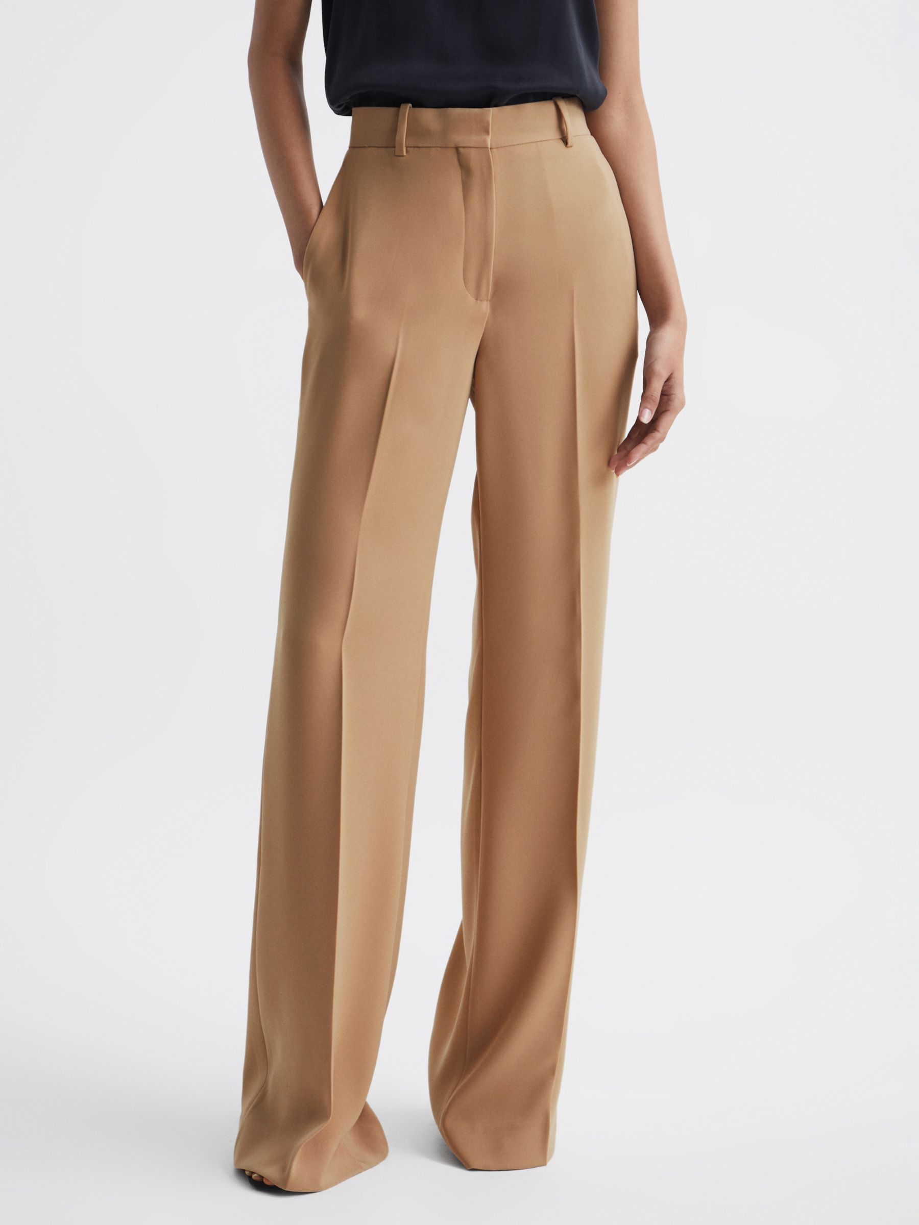 Reiss Margeaux Tailored Trousers, Neutral at John Lewis & Partners