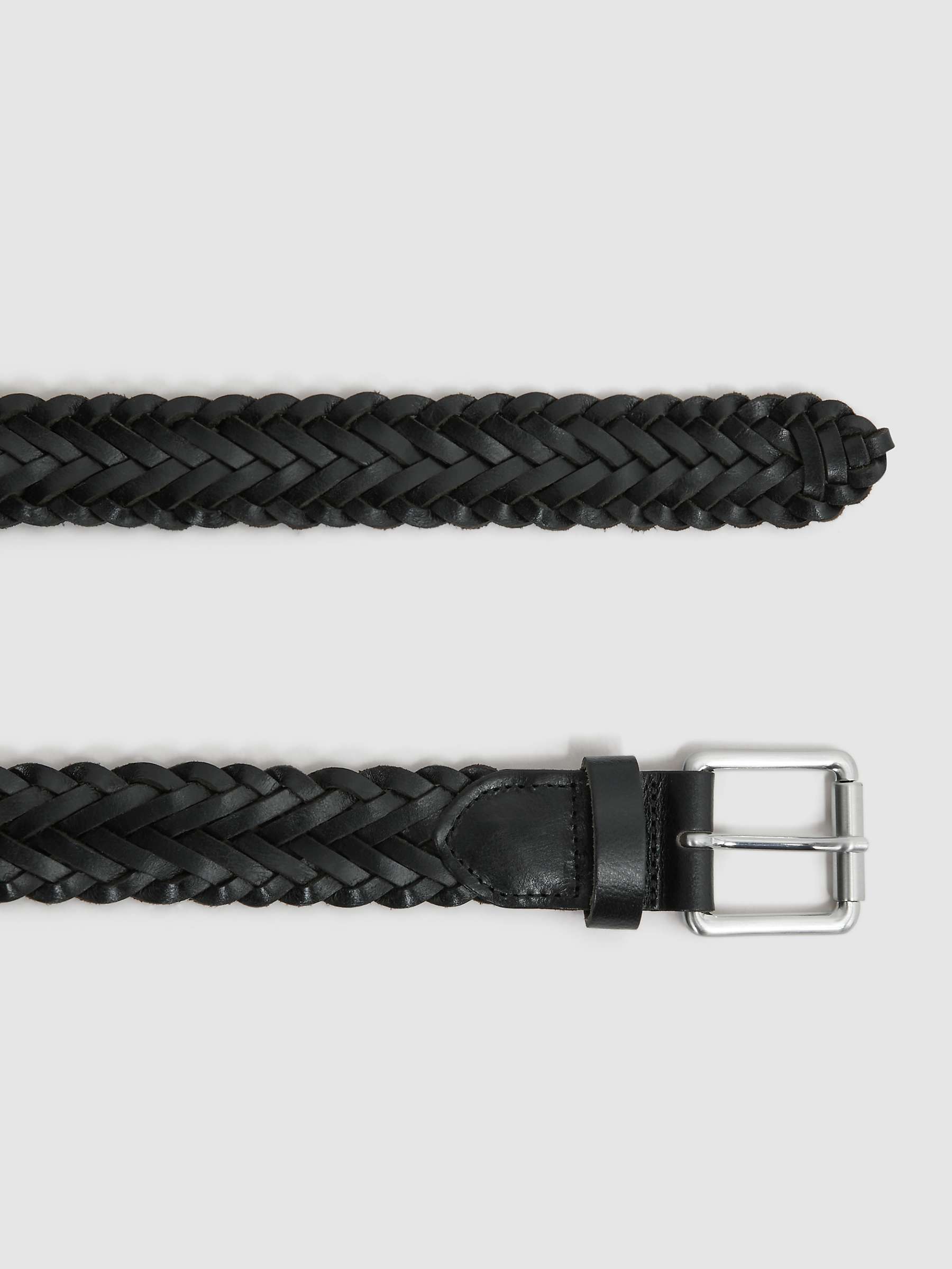 Buy Reiss Carlton Woven Leather Belt, Black Online at johnlewis.com
