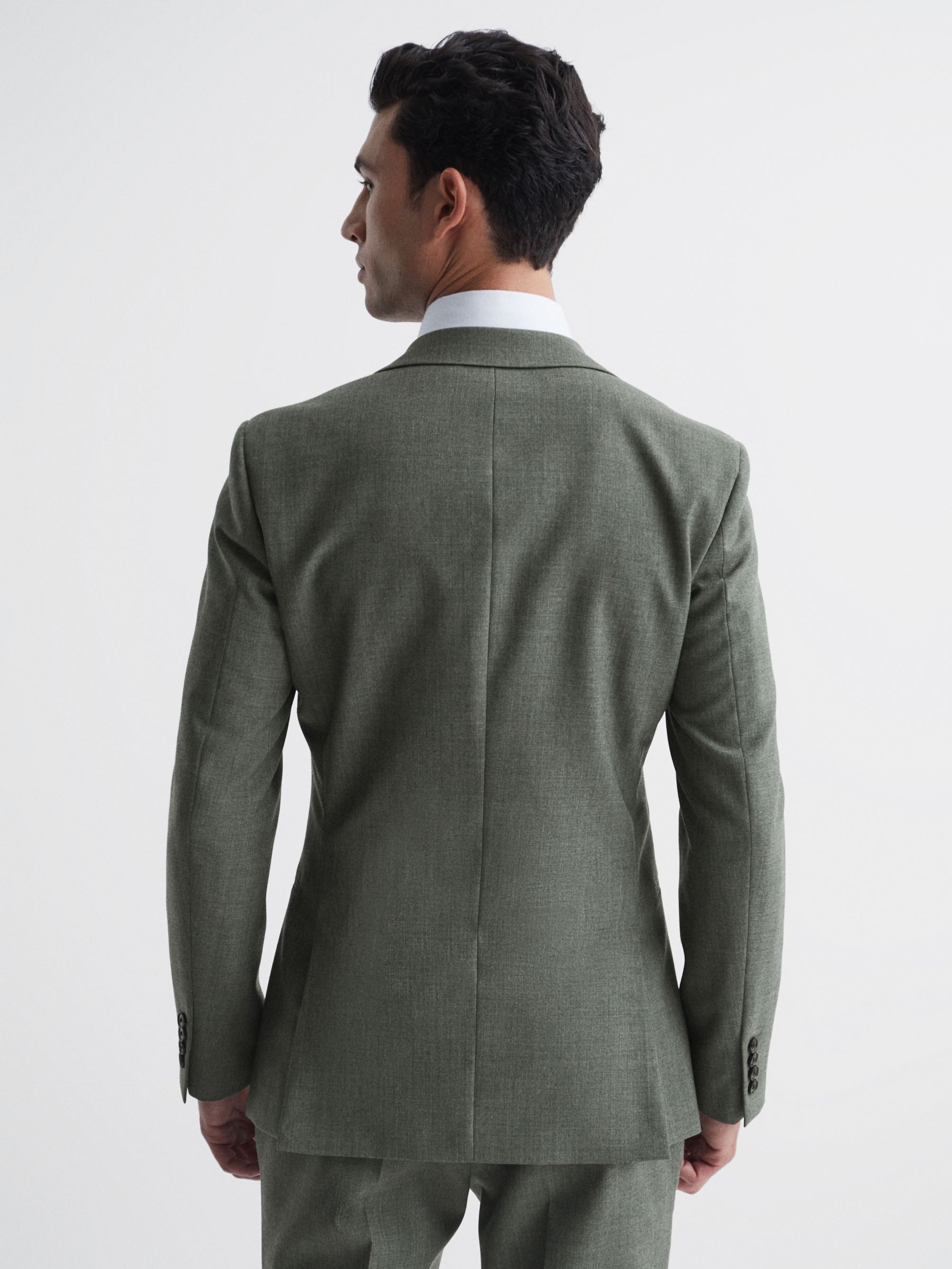 Reiss Firm Tailored Wool Blazer, Green