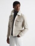 Reiss Jackson Faux Fur Collar Wool Mix Bomber Jacket