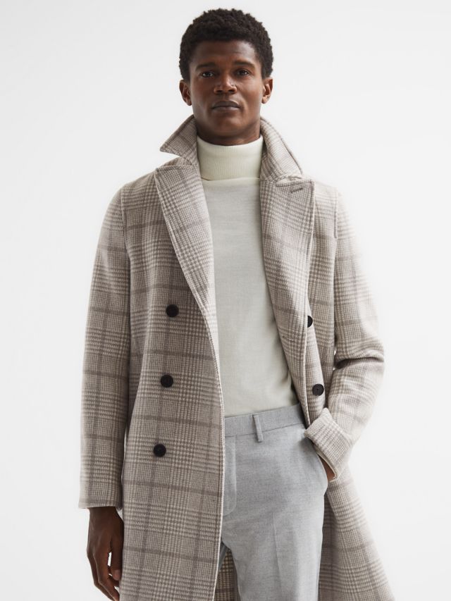 Grey wool 2024 double breasted coat