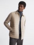 Reiss Wandsworth Quilted Hybrid Jacket, Oatmeal