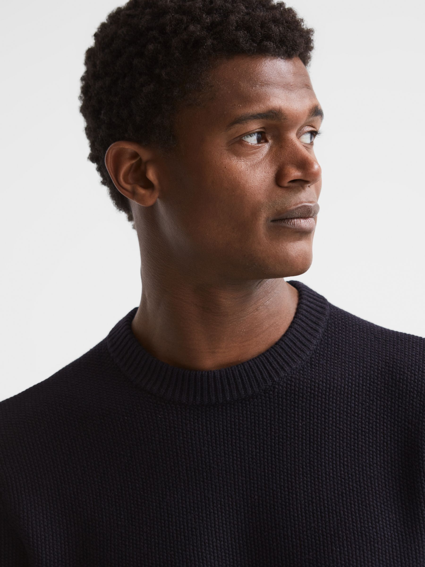 Reiss Cole Textured Jumper, Navy at John Lewis & Partners