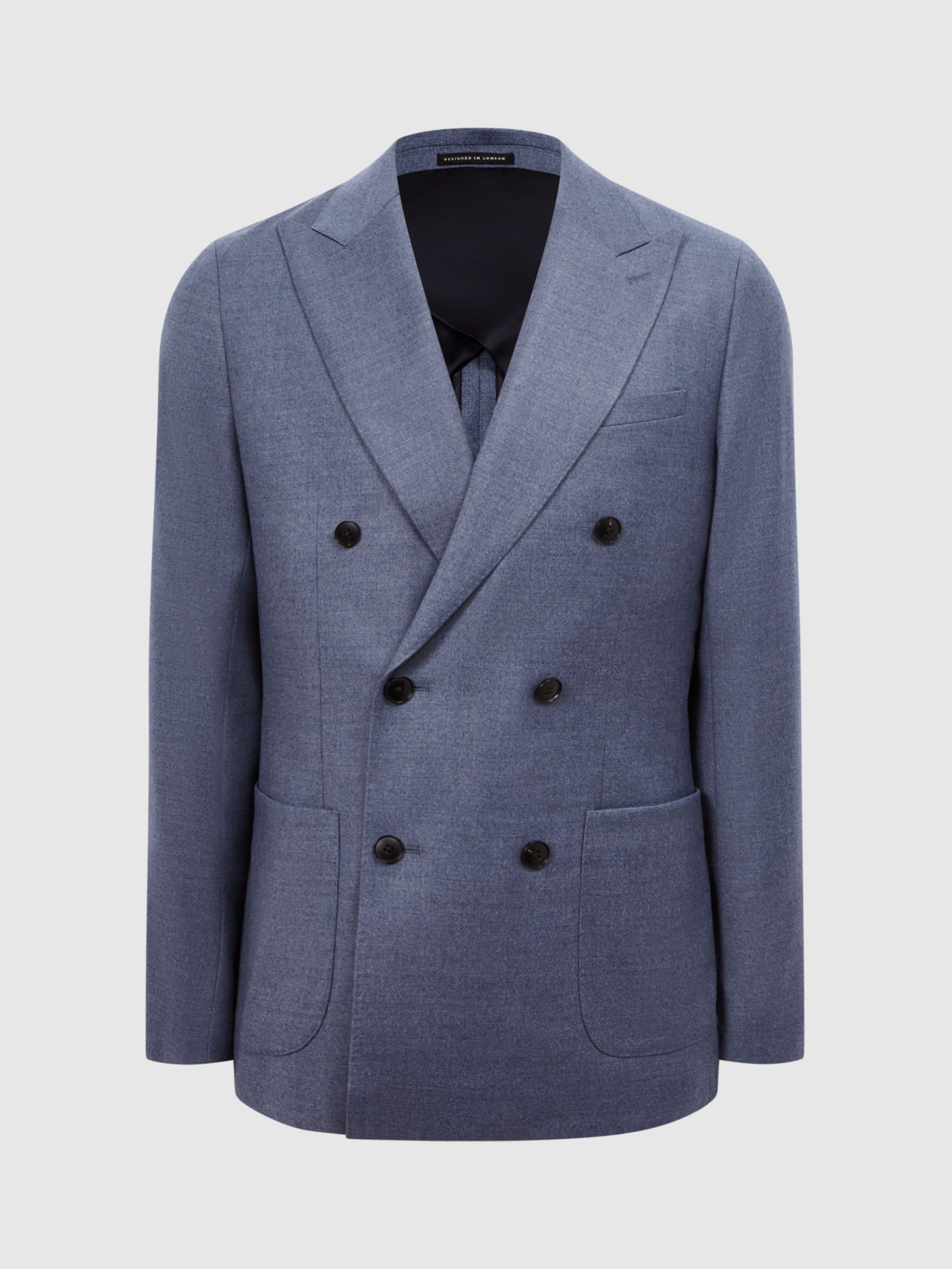 Reiss Marquee Double Breasted Wool Blend Suit Jacket, Airforce
