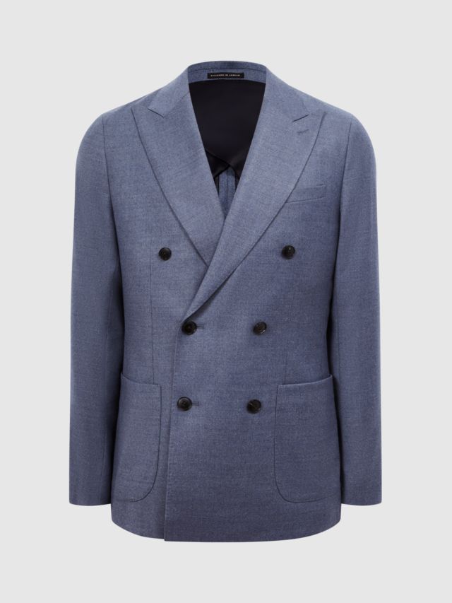 Reiss Marquee Double Breasted Wool Blend Suit Jacket, Airforce Blue, 36