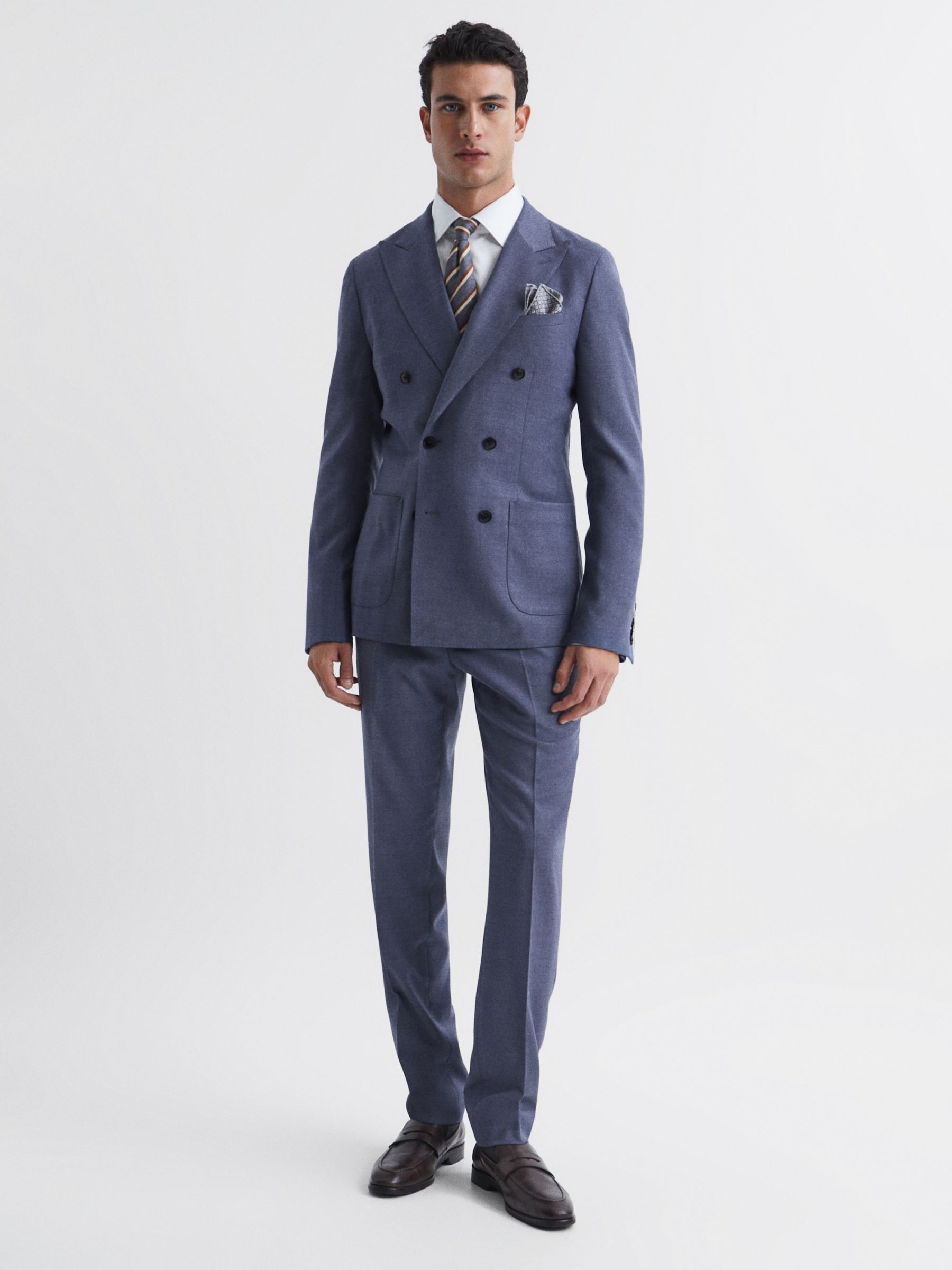 Reiss Marquee Double Breasted Wool Blend Suit Jacket, Airforce Blue, 44