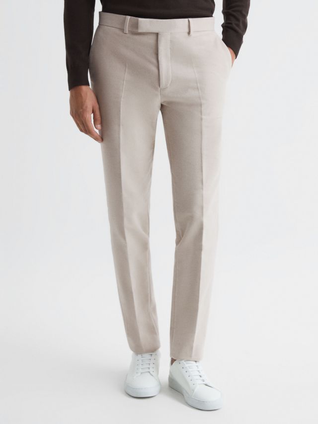 Reiss Spark Slim Fit Moleskin Trousers, Stone, 30R