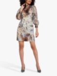 Closet London Abstract Print Mini Dress, Gold/Multi