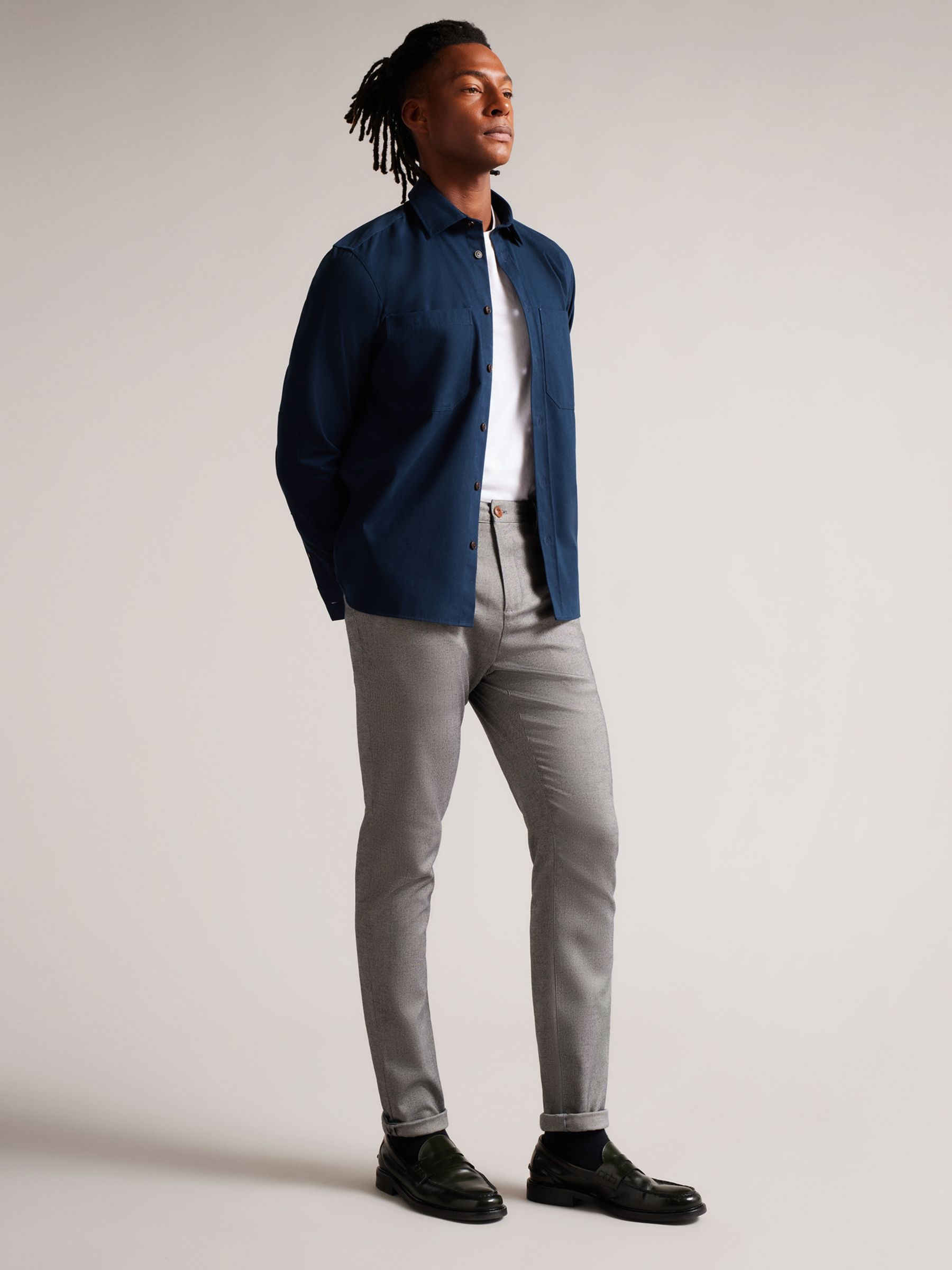Ted Baker Baren Slim Trousers, Light Grey at John Lewis & Partners
