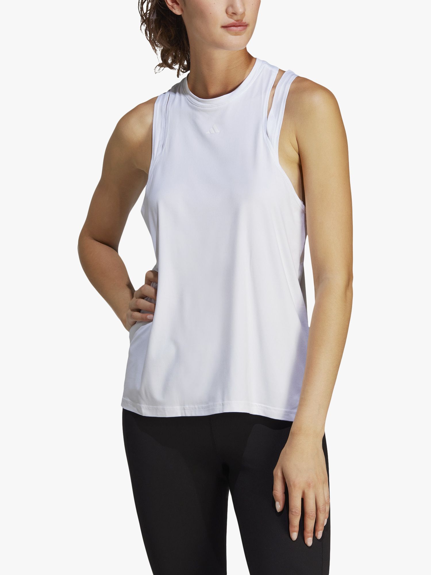 adidas AEROREADY Train Essentials 3 Bar Logo Gym Vest at John Lewis ...