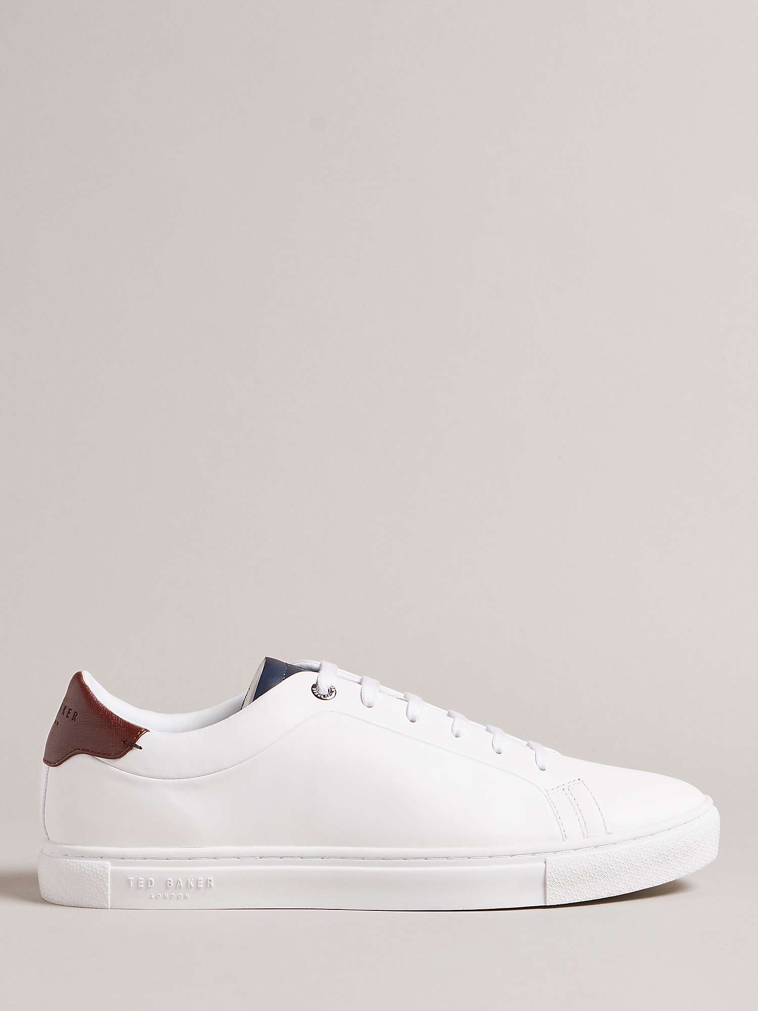 Buy Ted Baker Triloba Suede Low Top Trainers, White/Red Online at johnlewis.com