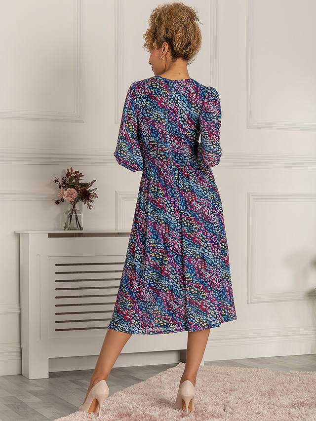Jolie Moi Maaike Floral Print Long Sleeve Midi Dress, Navy/Multi