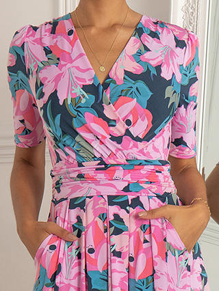 Jolie Moi Calais Half Sleeve Maxi Dress, Pink Multi