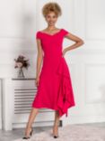 Jolie Moi Desiree Flared Ruffle Midi Dress, Cerise