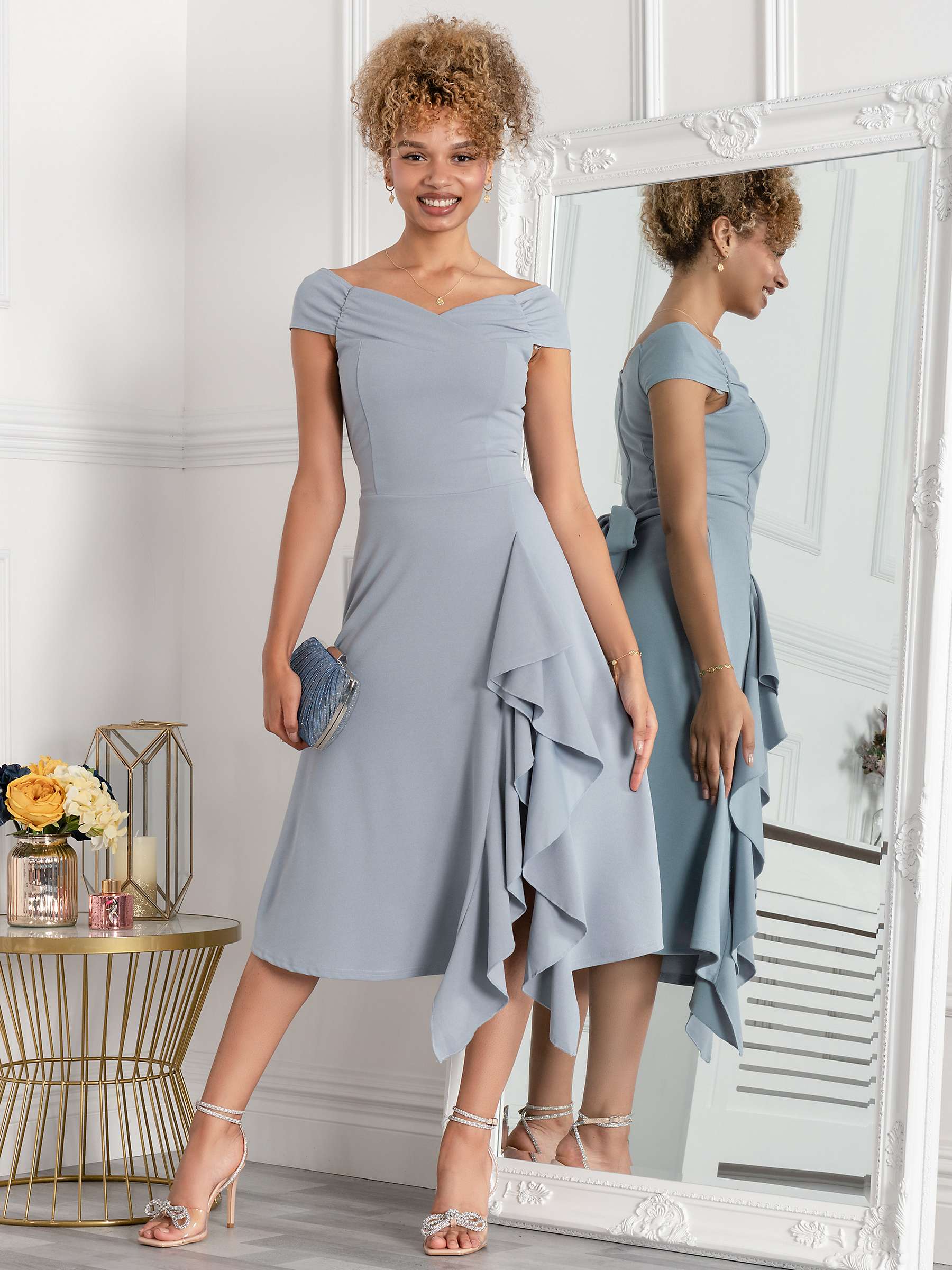 Buy Jolie Moi Desiree Flared Ruffle Midi Dress Online at johnlewis.com