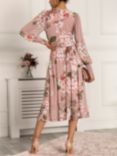 Jolie Moi Maaike Floral Print Long Sleeve Midi Dress, Pink