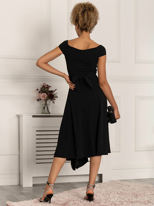Jolie Moi Desiree Flared Ruffle Midi Dress, Black