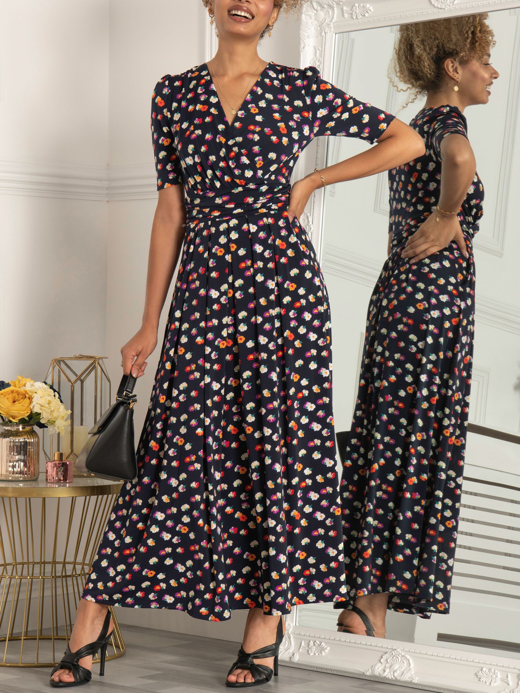 Jolie Moi Saniya Floral Print Maxi Dress, Navy at John Lewis & Partners