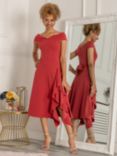 Jolie Moi Desiree Flared Ruffle Midi Dress, Rusty Red