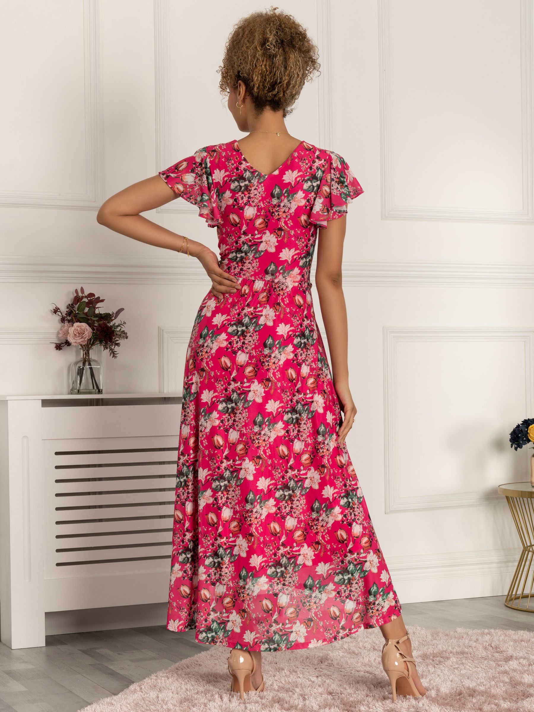 Jolie Moi Piper Floral Print Maxi Dress, Hot Pink