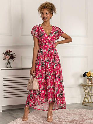 Jolie Moi Piper Floral Print Maxi Dress, Hot Pink
