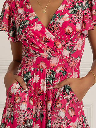 Jolie Moi Piper Floral Print Maxi Dress, Hot Pink