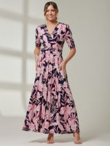 Jolie Moi Reagan Floral Print Chiffon Midi Dress, Pink at John
