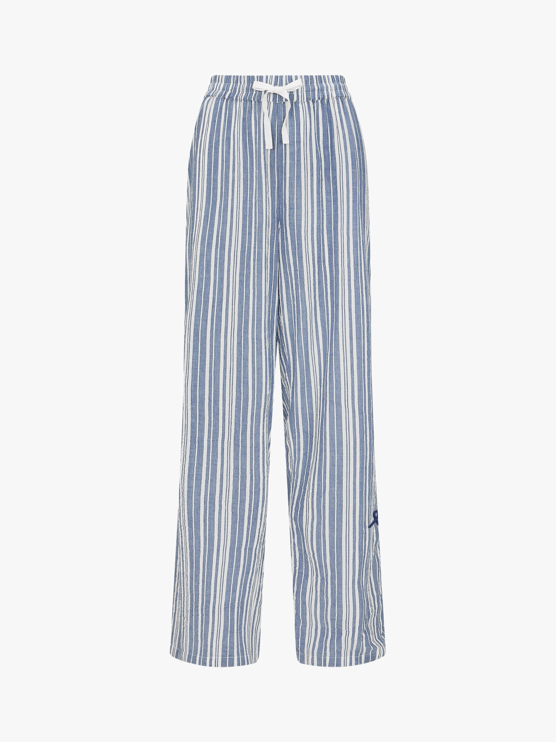 Nudea The PJ Trouser Pyjama Bottoms, White/Navy, XS Regular