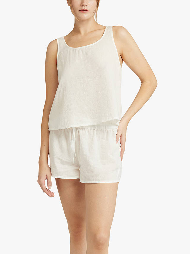 Nudea Plain The Night Vest Scoop Neck Cami Pyjama Top, White