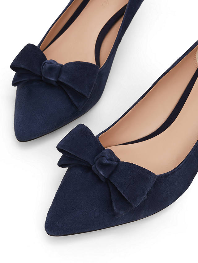 Phase Eight Structured Bow Kitten Heel Shoes, Navy