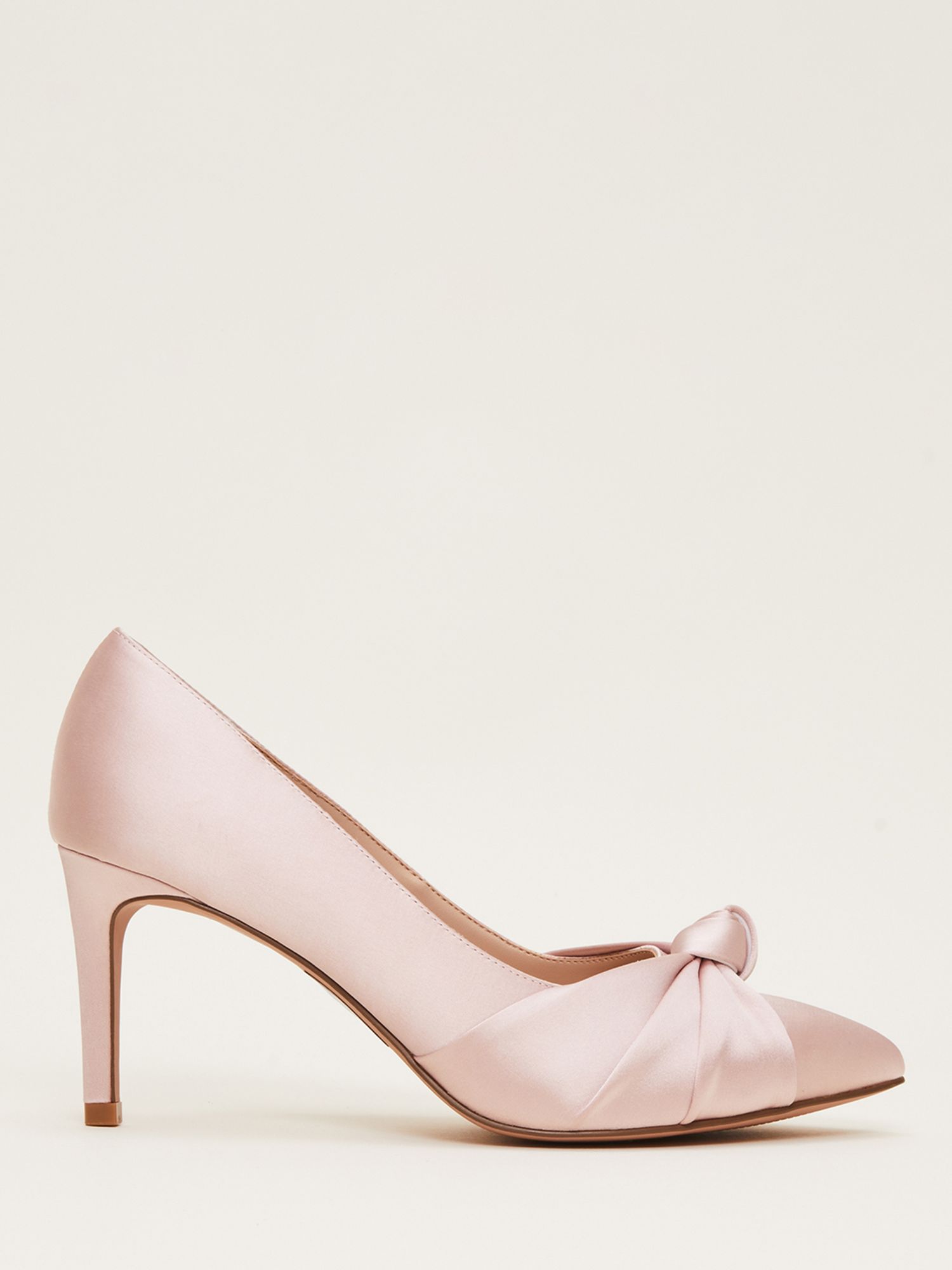 Phase Eight Satin Knot Front Court Shoes, Antique Rose, 3