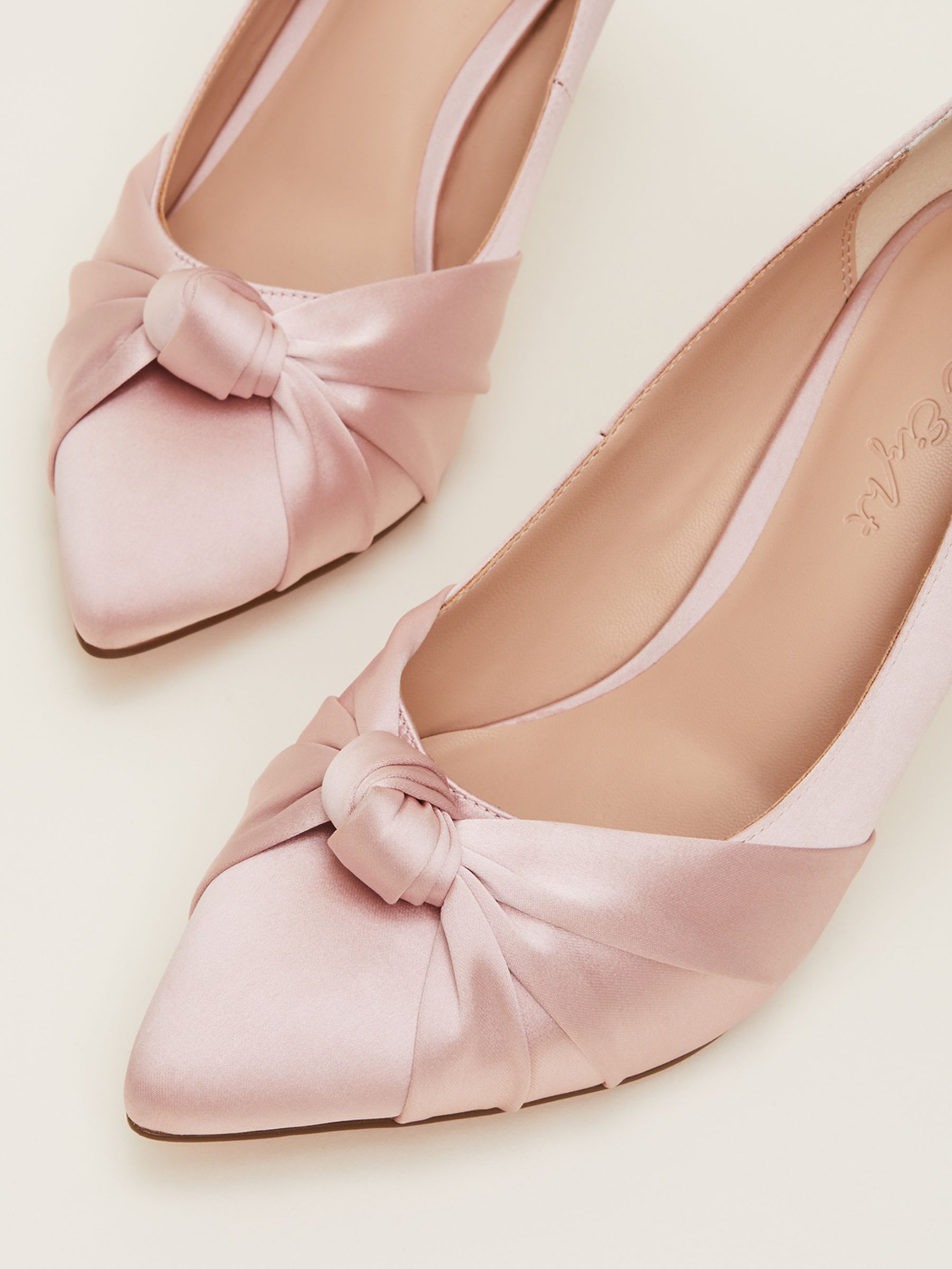 Phase Eight Satin Knot Front Court Shoes, Antique Rose, 3