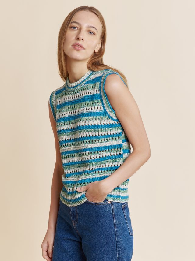 Albaray Crochet Stripe Tank Top, Multi, 8