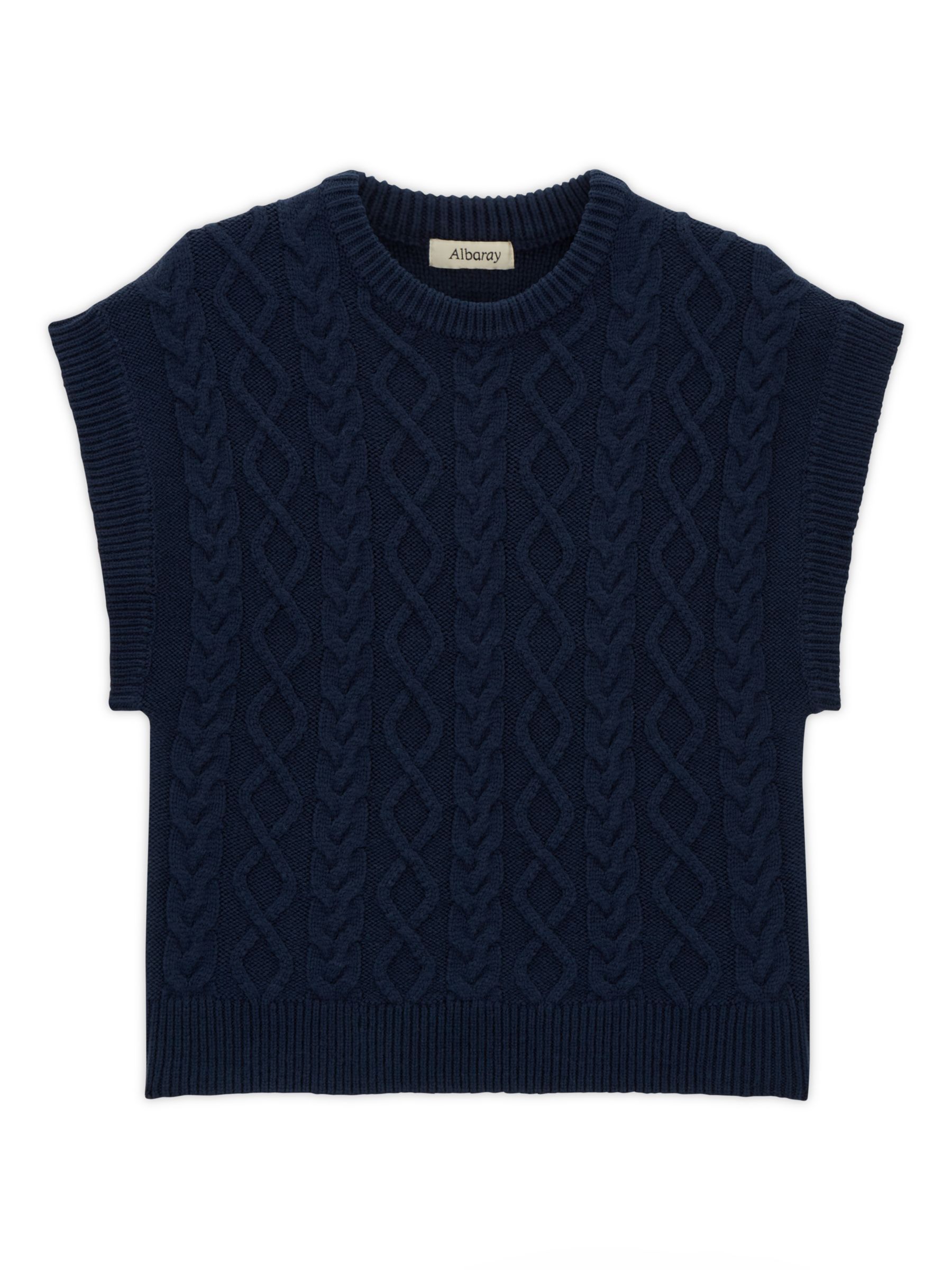Albaray Cable Wool Blend Tank Top, Navy at John Lewis & Partners
