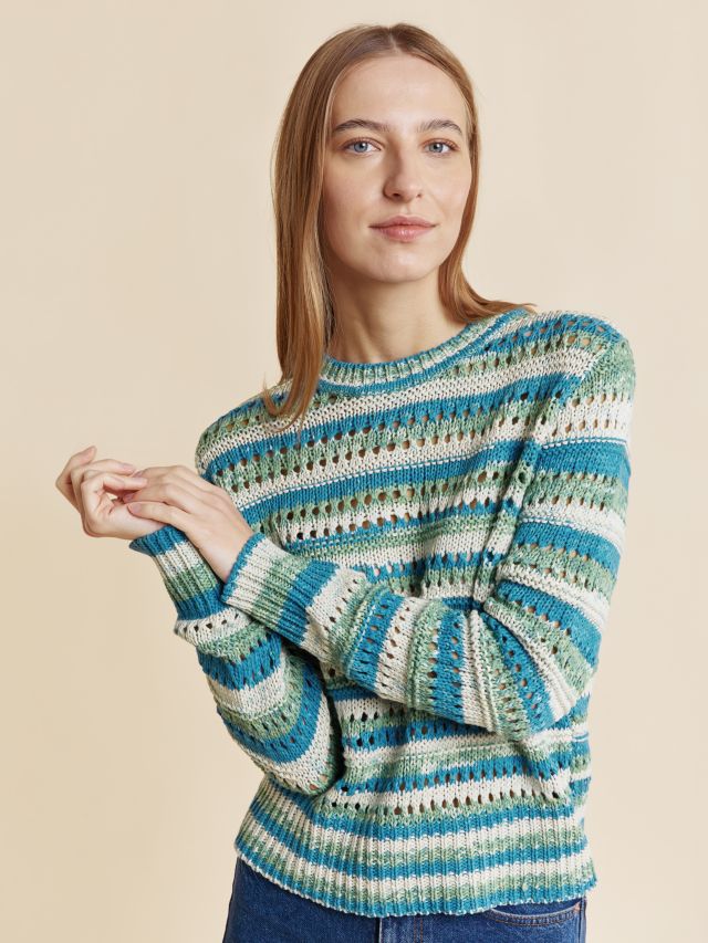 Albaray Crochet Stripe Jumper, Multi, 8
