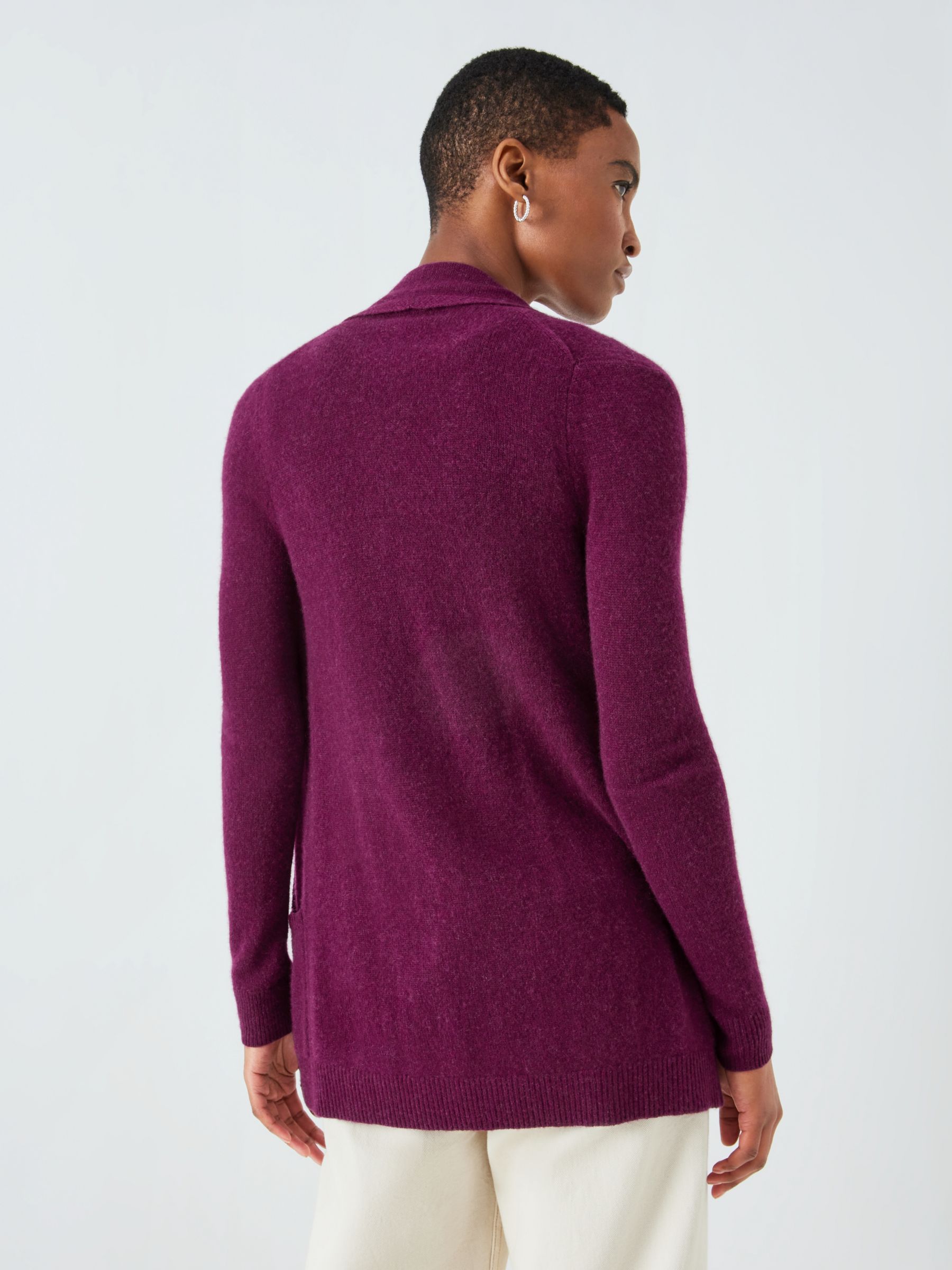 John Lewis Ultra Light Edge to Edge Cashmere Cardigan, Merlot at John ...