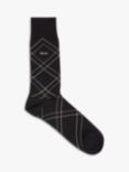 Boss Overcheck & Solid Pattern Socks, Pack of 2, Black