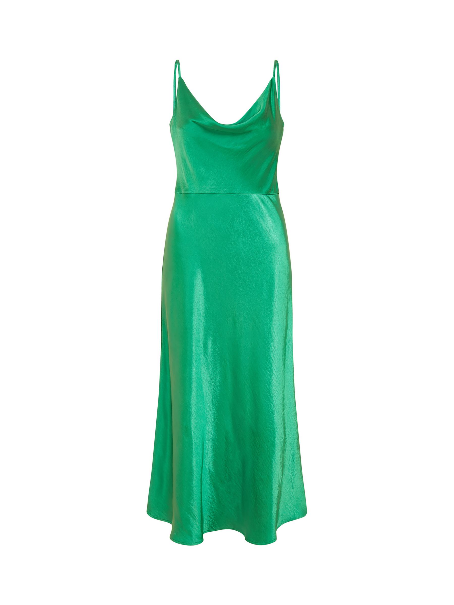 Yumi Satin Cowl Neck Slip Dress, Green at John Lewis & Partners