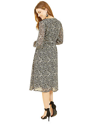 Yumi Leopard Long Sleeve Skater Dress, Black